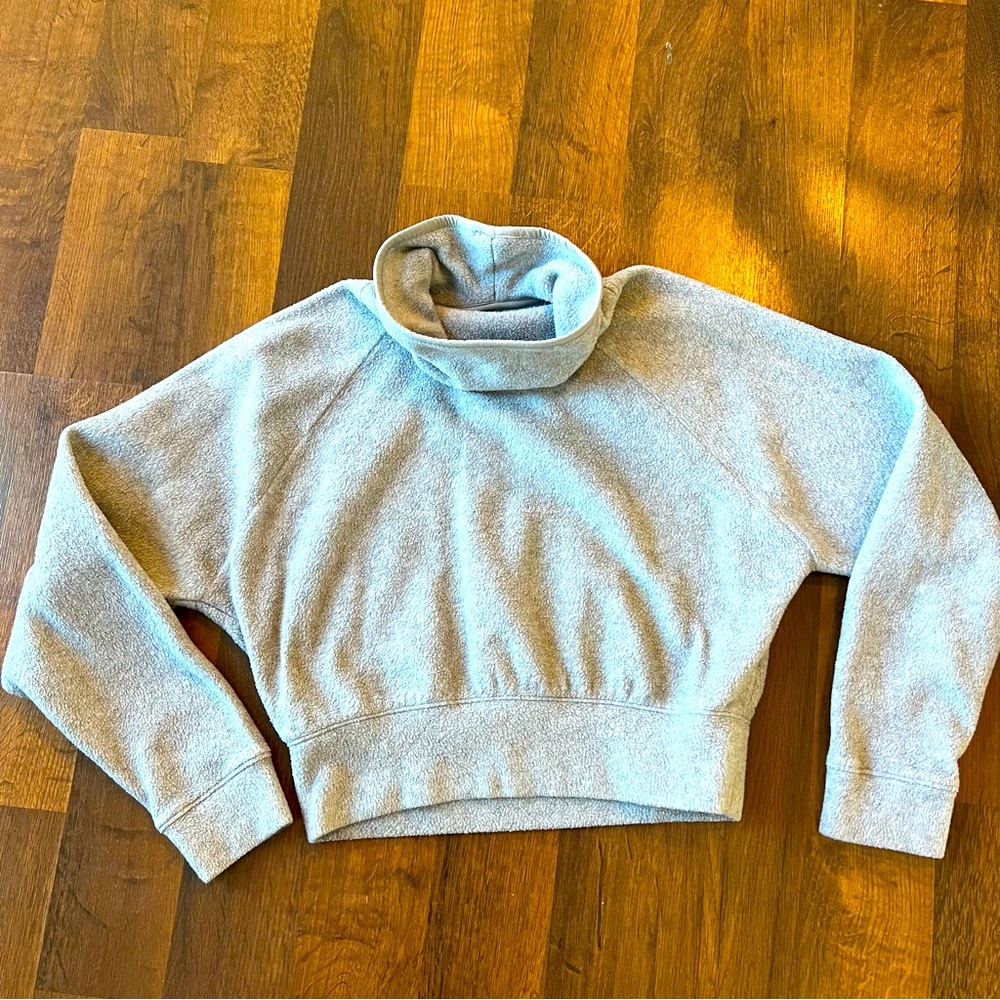 XS Grey Fleece Crop Cowl Neck sweater
